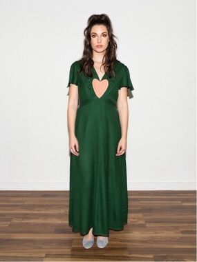 Samantha Pleet Gloriana Wool Blend Maxi Dress in Green & Pink